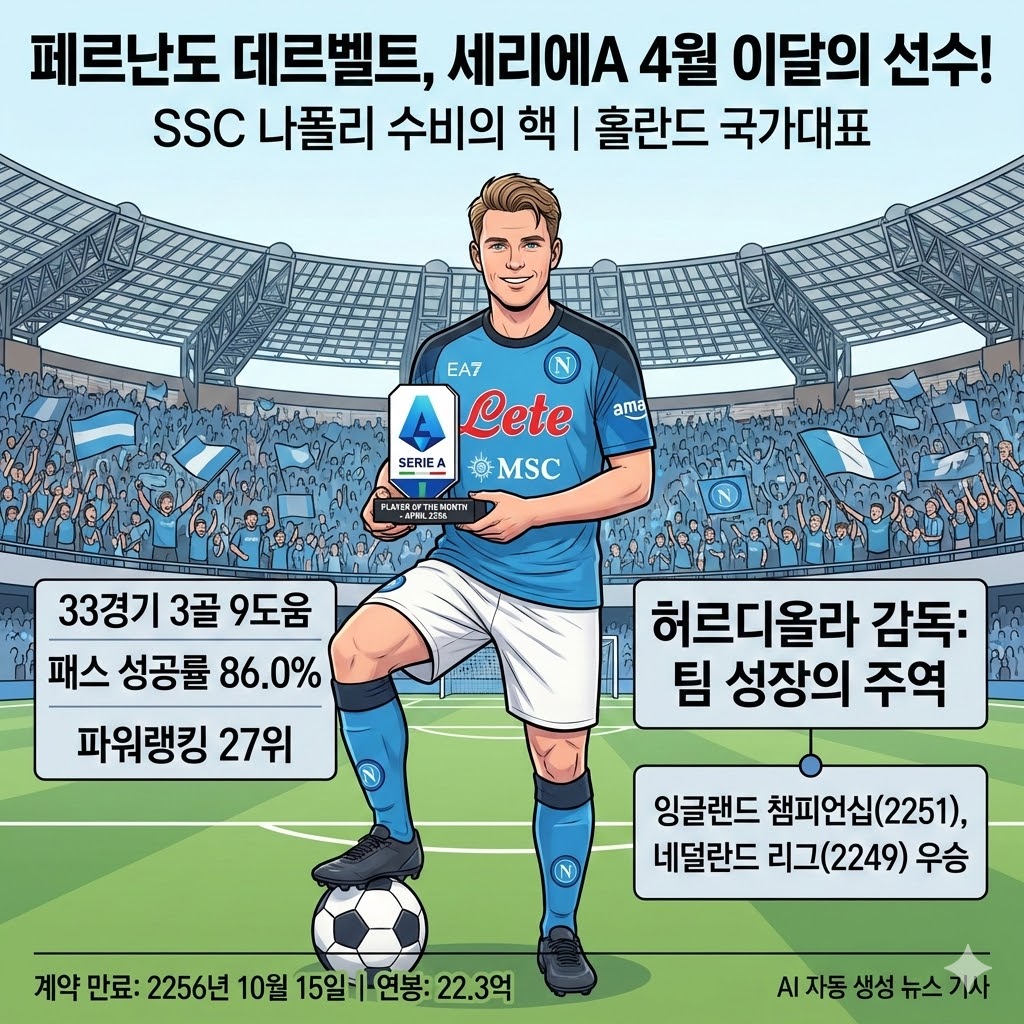 [나폴리 철벽] 데르벨트, 세리에A 4월의 선수 등극!